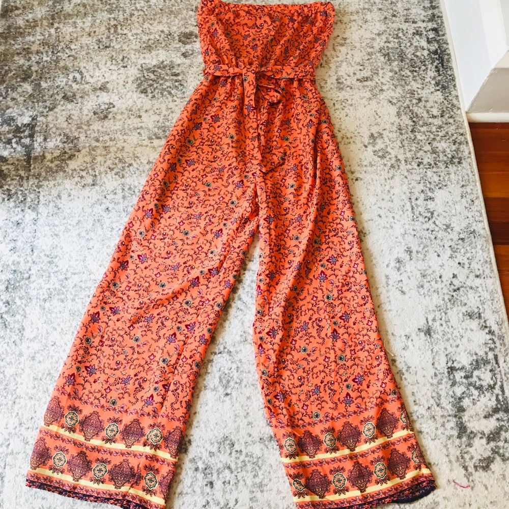 Strapless Coral jumpsuit